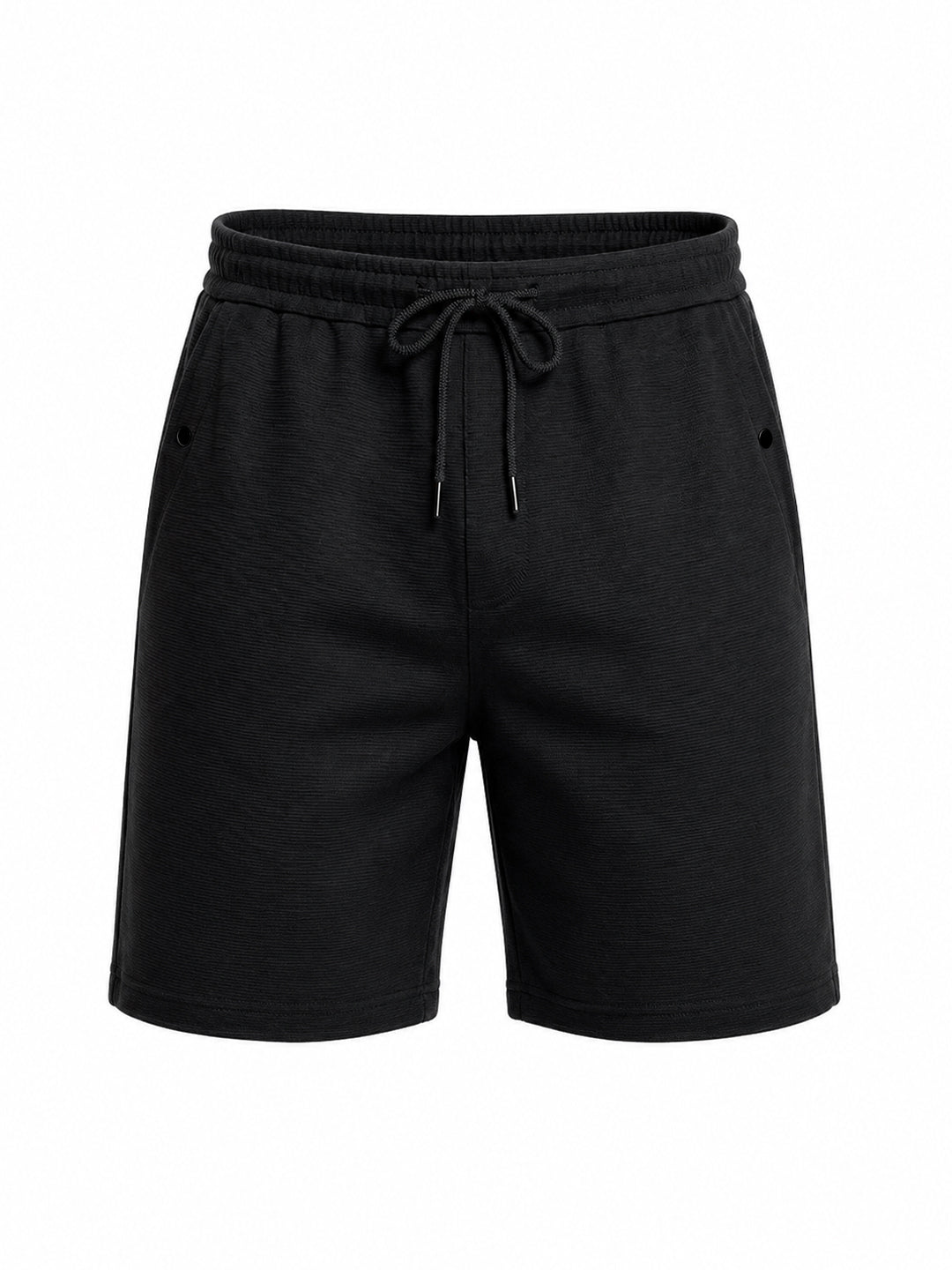Black Textured Drawstring Shorts Secondary image