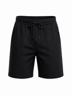 Black Textured Drawstring Shorts