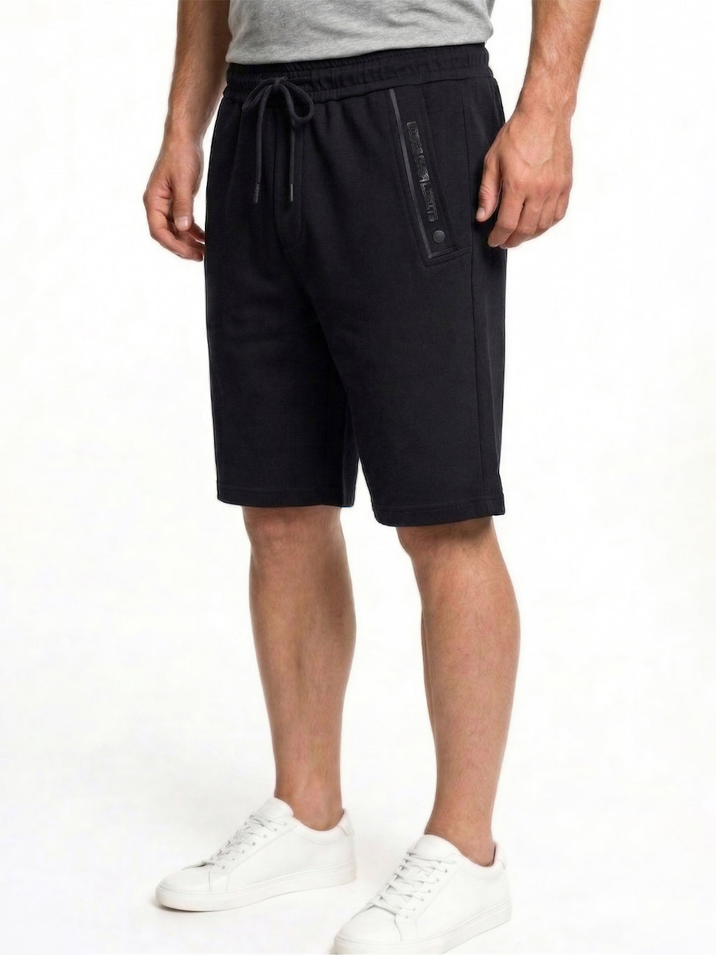 Black Drawstring Casual Shorts with Utility Detailing