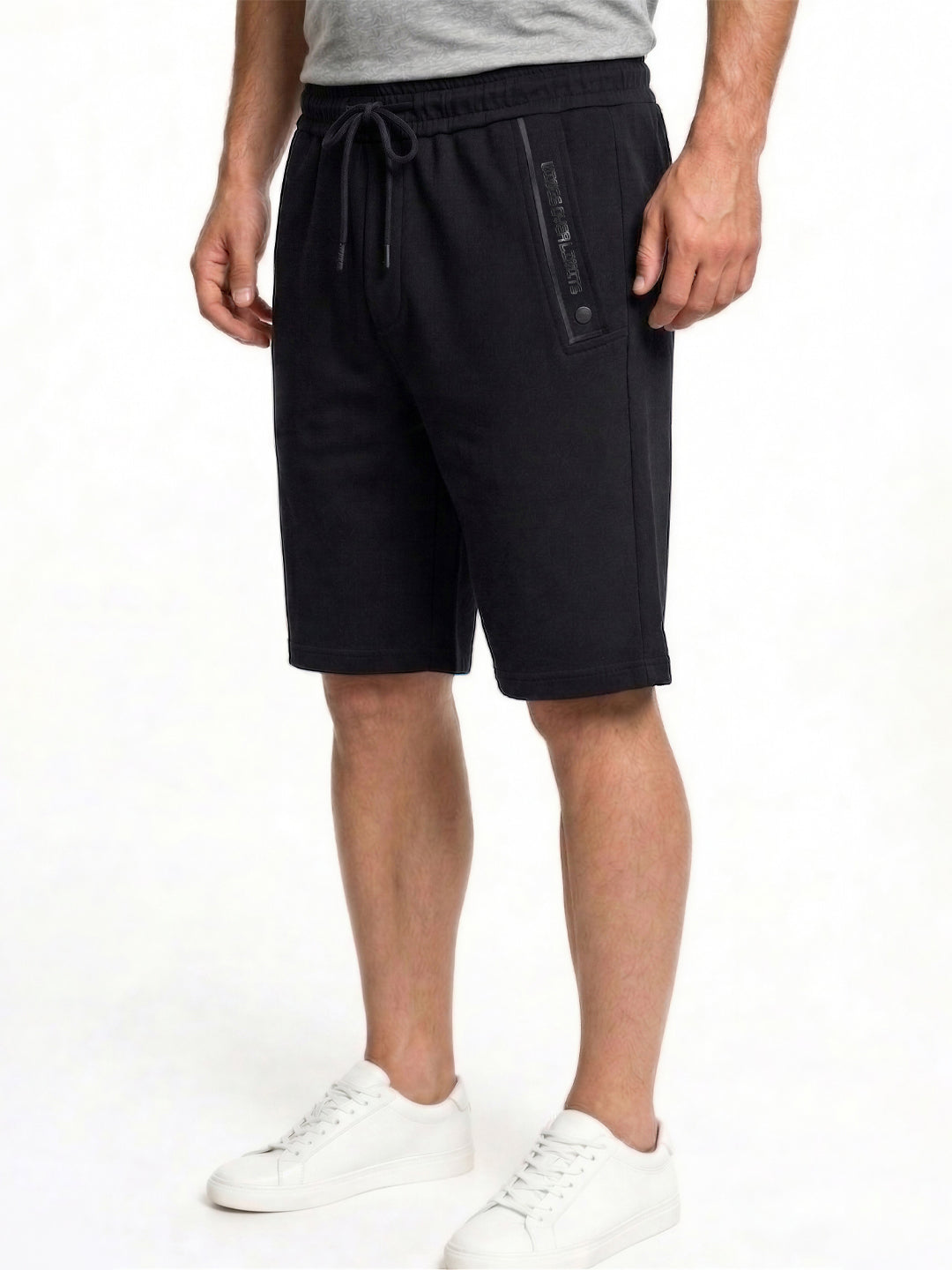 Black Drawstring Casual Shorts with Utility Detailing