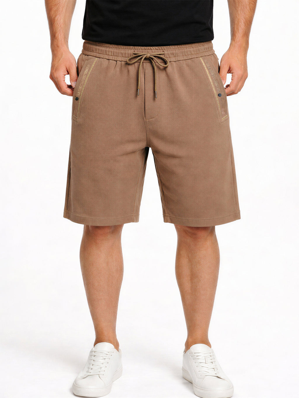 Brown Drawstring Casual Shorts with Utility Detailing