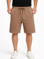Brown Drawstring Casual Shorts with Utility Detailing