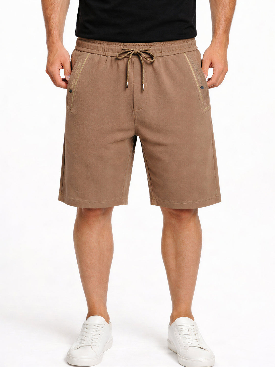 Brown Drawstring Casual Shorts with Utility Detailing