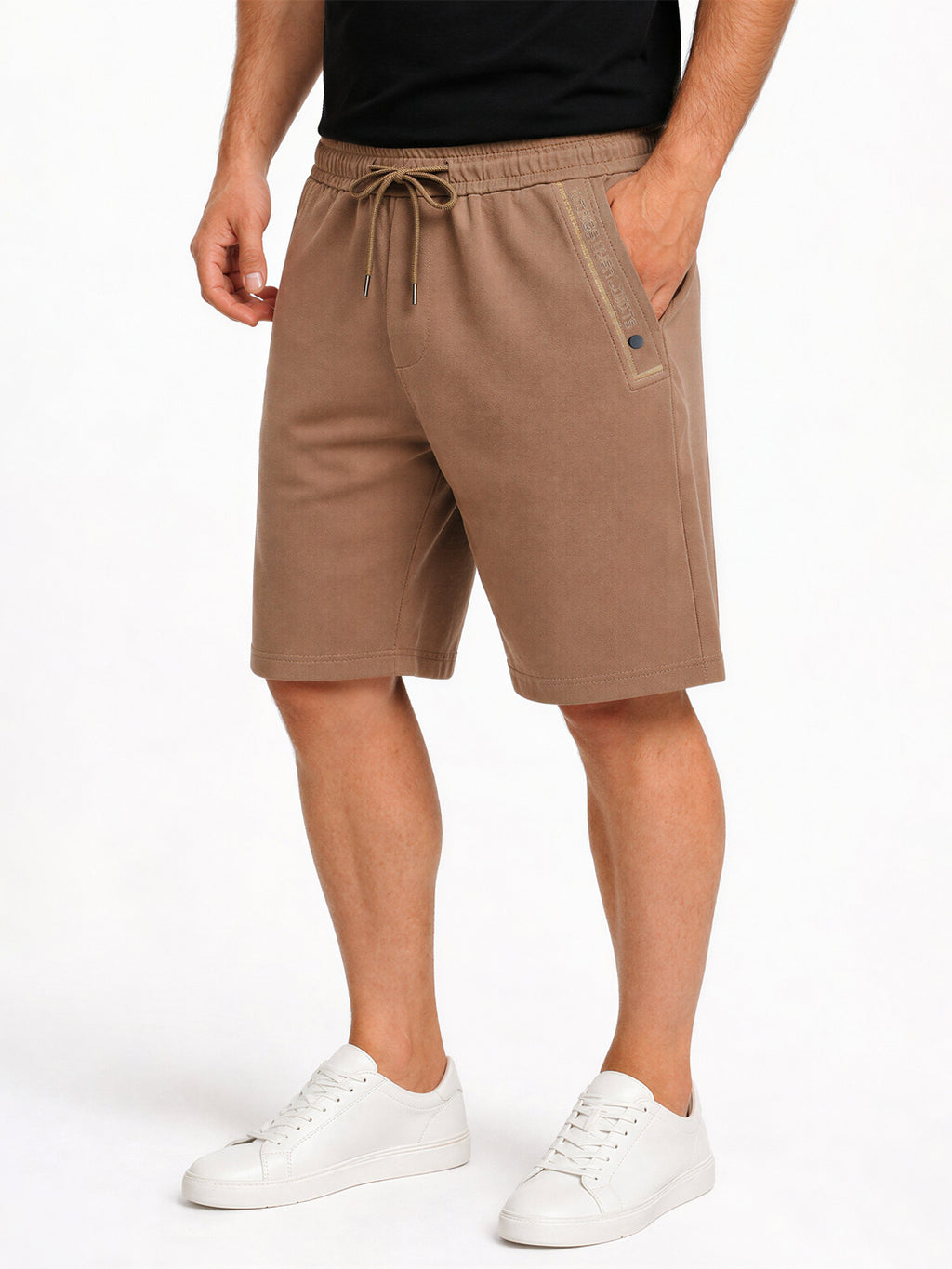 Brown Drawstring Casual Shorts with Utility Detailing