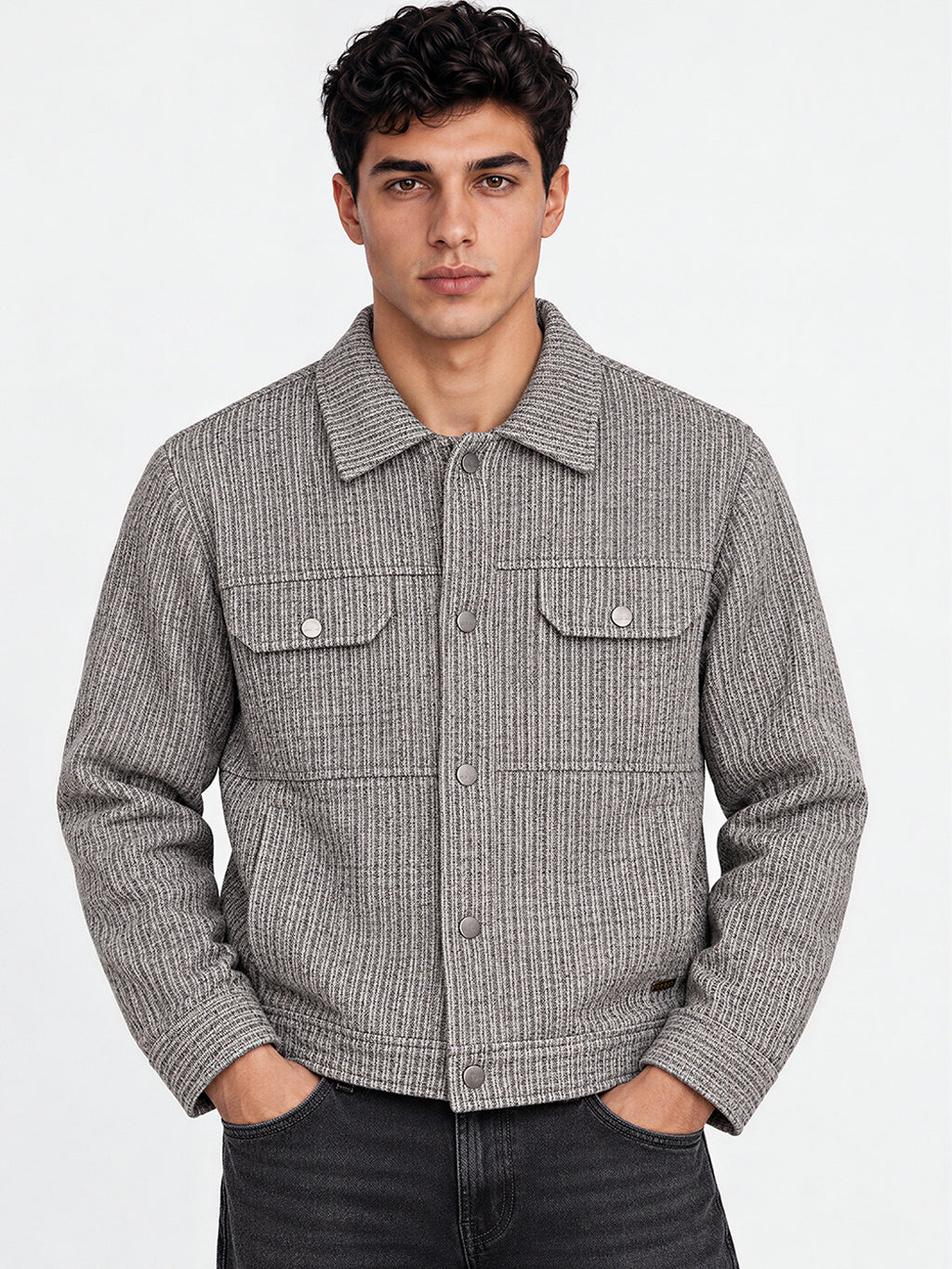 Men's Solid Regular Fit Full Sleeve Shirt Jacket