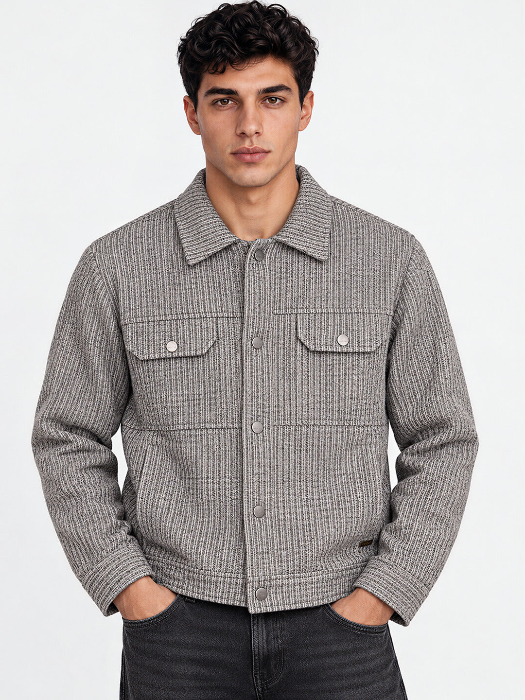 Men's Solid Regular Fit Full Sleeve Shirt Jacket