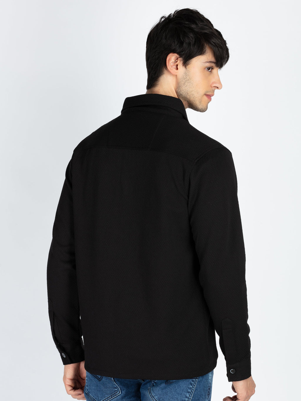 Mens Solid Regular Fit Shacket