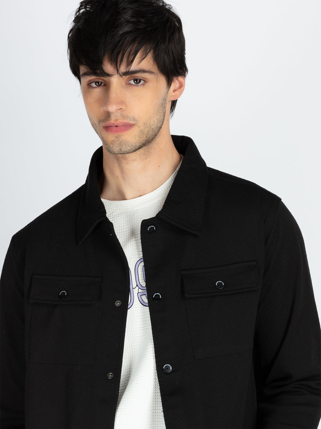 Mens Solid Regular Fit Shacket