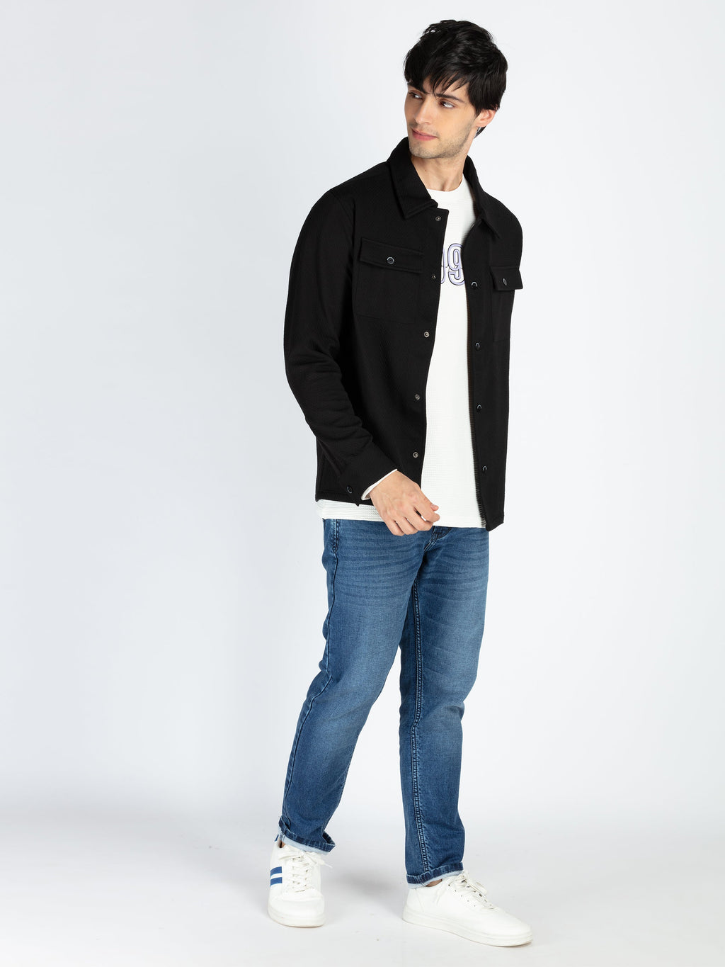 Mens Solid Regular Fit Shacket