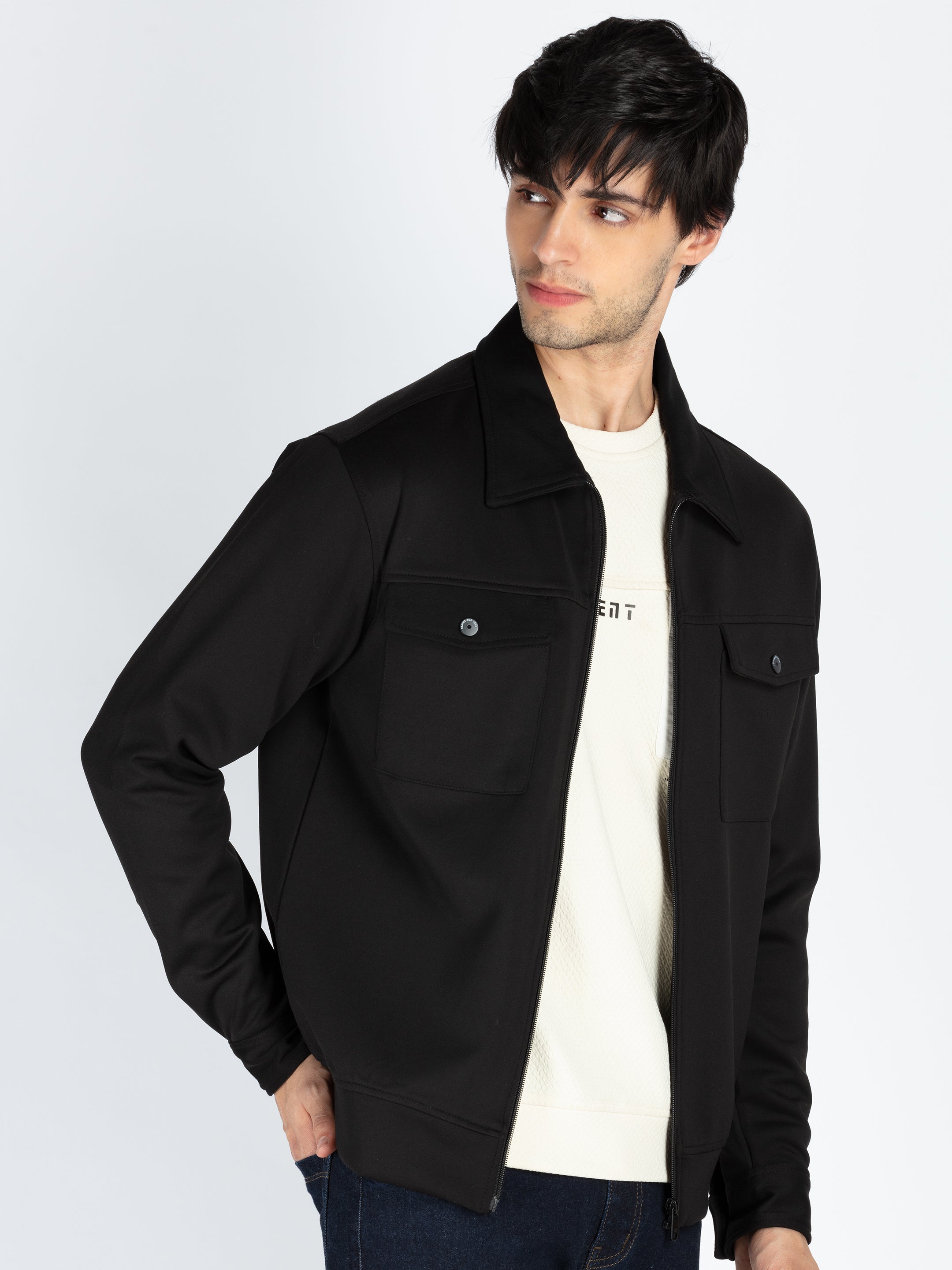 Status Quo Mens Solid Regular Fit Shacket Secondary image