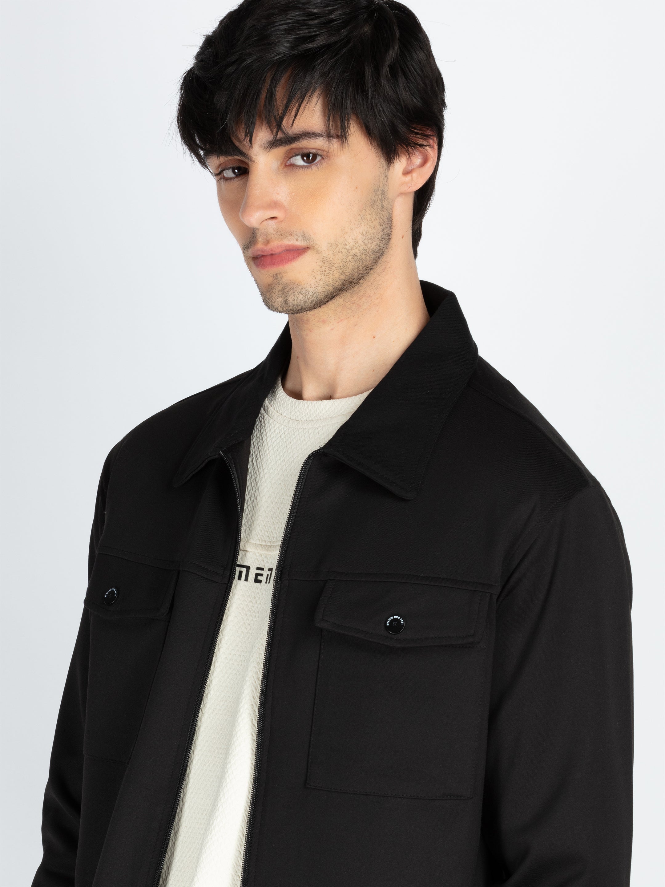 Status Quo Mens Solid Regular Fit Shacket