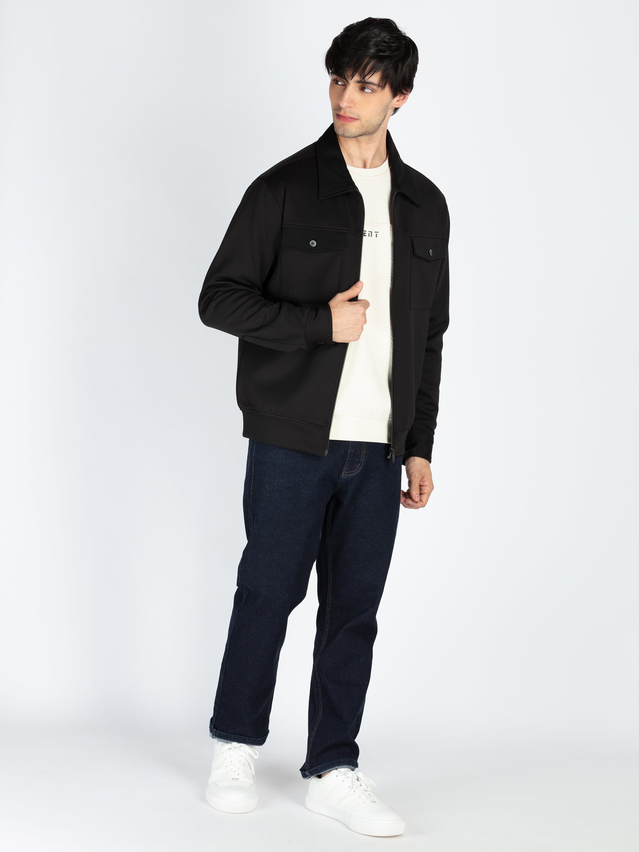 Status Quo Mens Solid Regular Fit Shacket