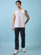 Mens Full-Front Self Design Round Neck Sleeveless Tshirt