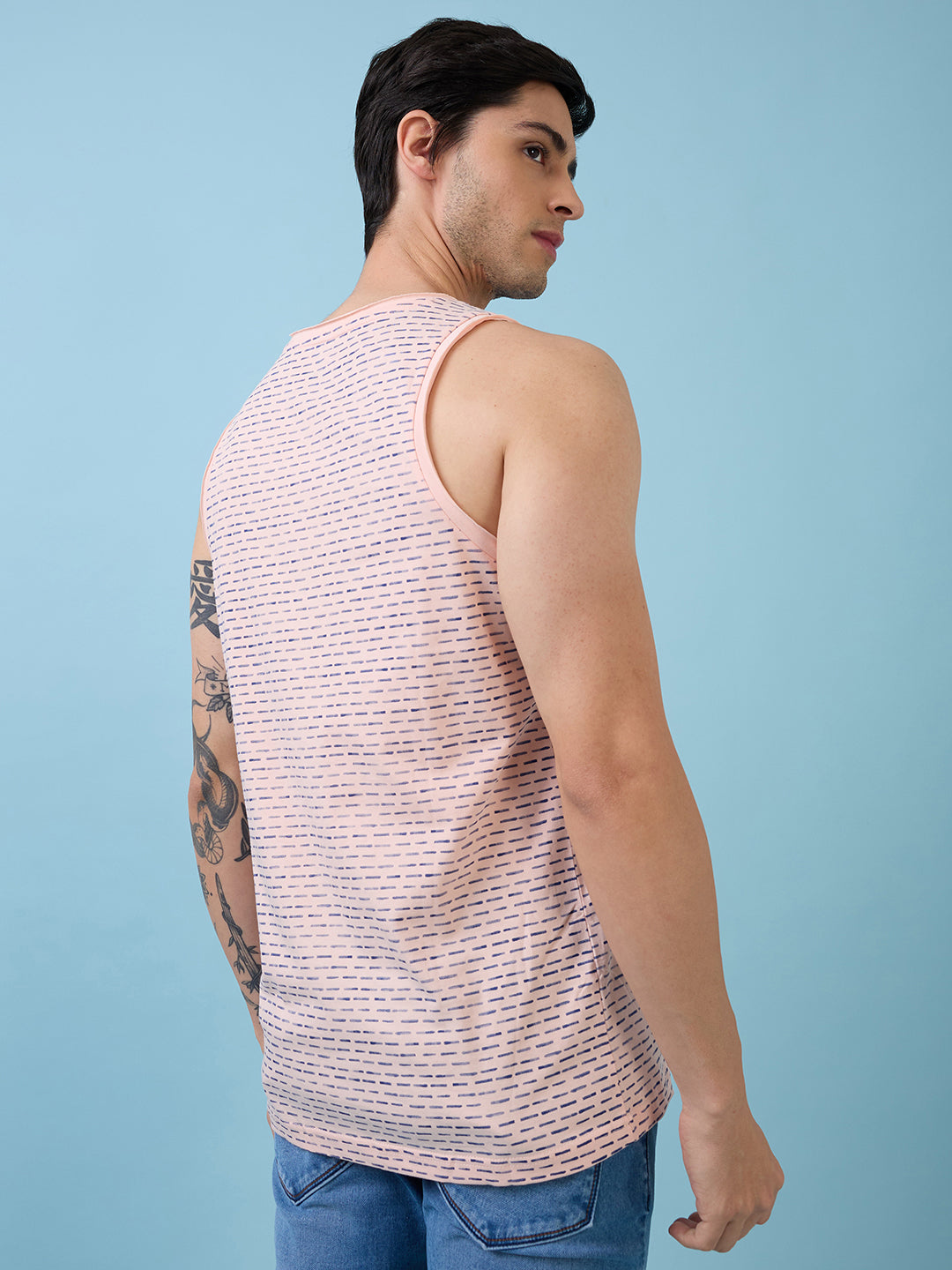 Mens All-Over Graphic Round Neck Sleeveless Tshirt