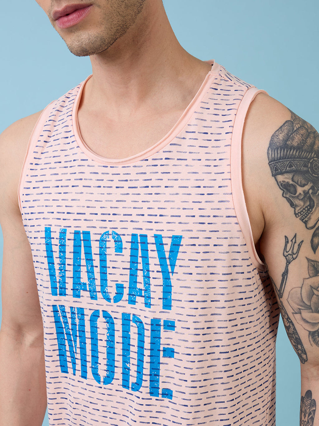 Mens All-Over Graphic Round Neck Sleeveless Tshirt