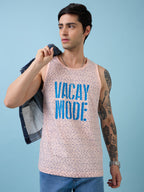 Mens All-Over Graphic Round Neck Sleeveless Tshirt