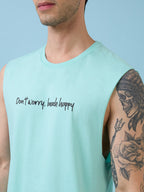 Mens Placement Typography Round Neck Sleeveless Tshirt