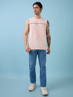 Mens Placement Typography Round Neck Sleeveless Tshirt