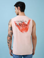 Mens Placement Typography Round Neck Sleeveless Tshirt