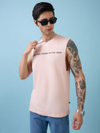 Mens Placement Typography Round Neck Sleeveless Tshirt