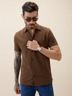 Men's Solid Polo Collar Half Sleeves Regular Fit Shirt