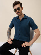 Men's Solid Polo Collar Half Sleeves Regular Fit Shirt