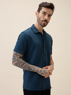 Men's Solid Polo Collar Half Sleeves Regular Fit Shirt