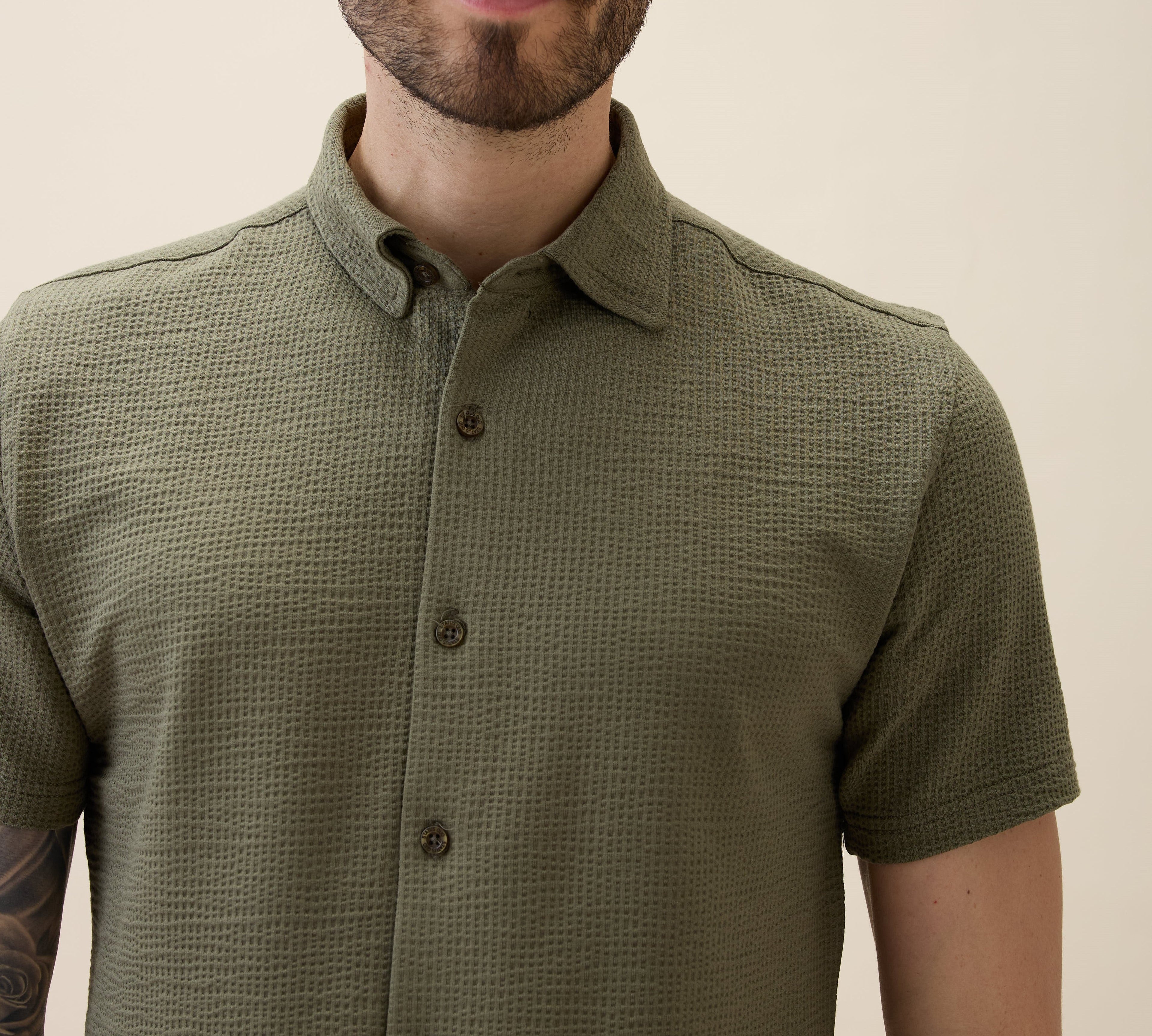 Men's Solid Polo Collar Half Sleeves Regular Fit Shirt