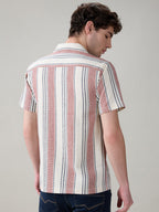 Status Quo Men's Striped Cuban Collar Half Sleeves Regular Fit Shirt
