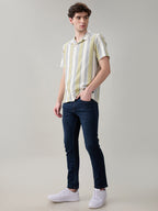 Status Quo Men's Striped Cuban Collar Half Sleeves Regular Fit Shirt