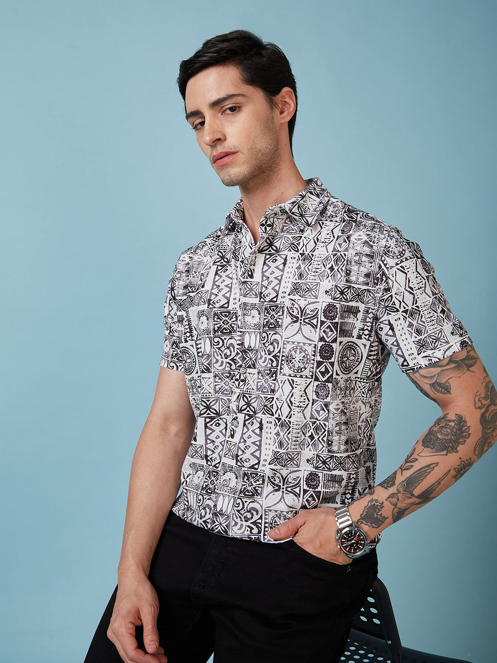 Mens Printed Half Sleeves Shirt