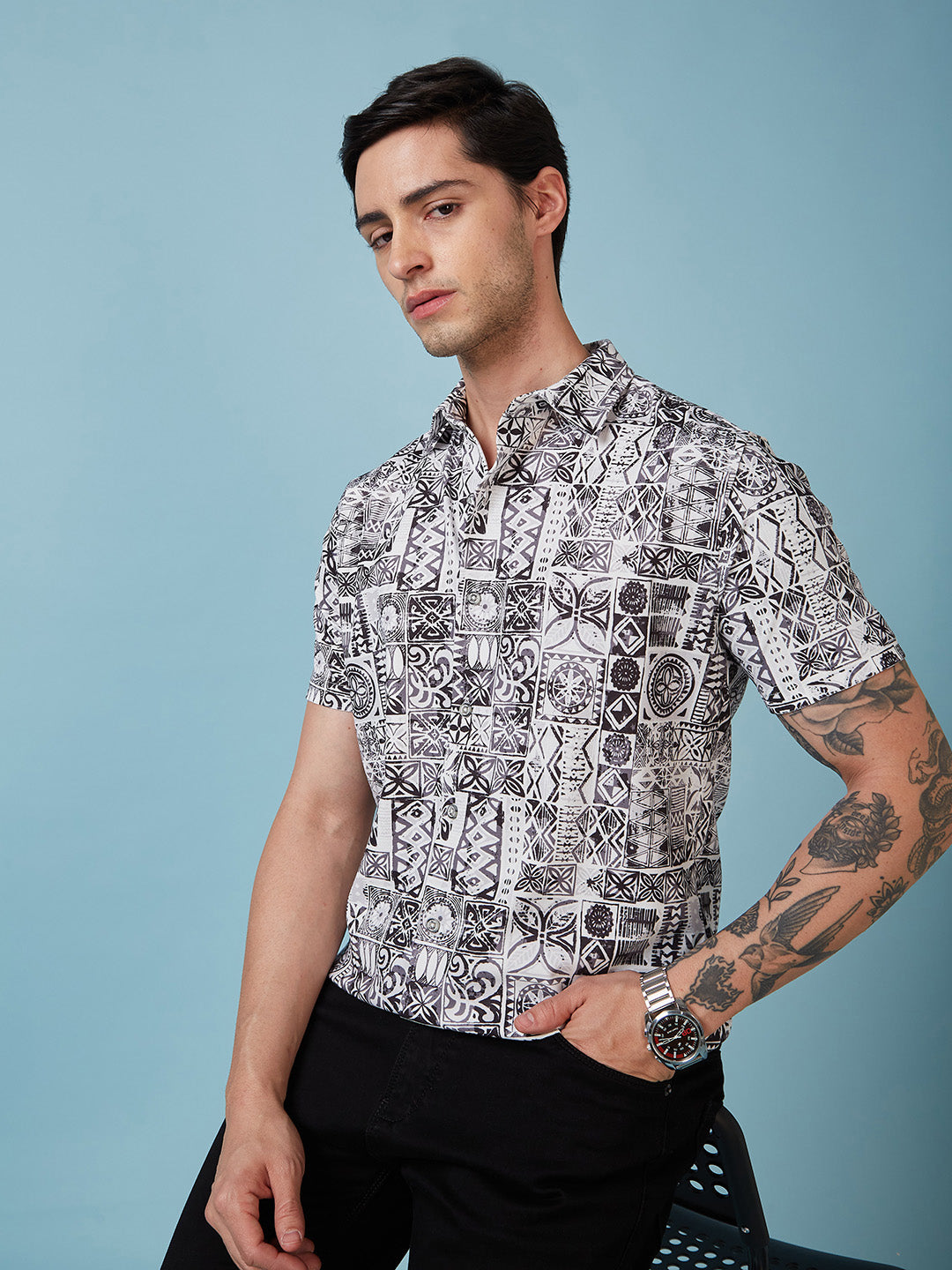 Mens Printed Half Sleeves Shirt