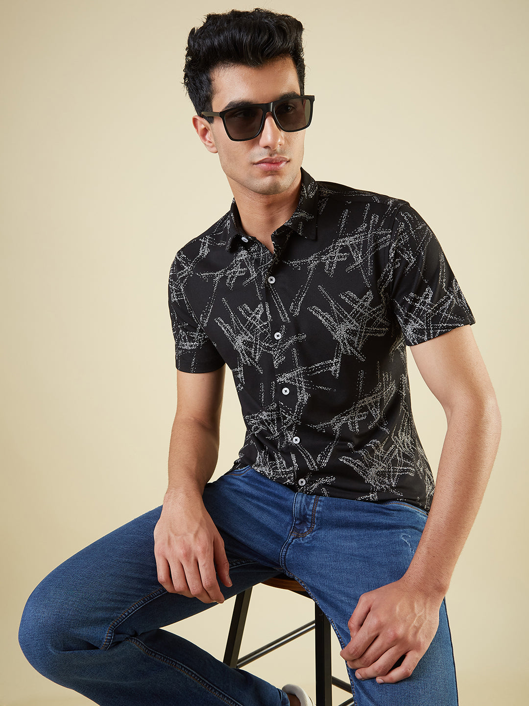 Mens Abstract Printed Regular Fit Shirt