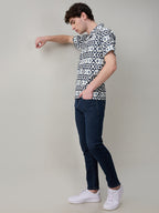 Status Quo Men’s Geometric Printed Cuban Collar Half Sleeves Regular Fit Shirt