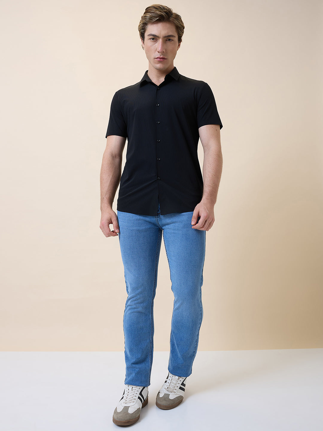 Mens Premium Solid Polo Collar Half Sleeves Regular Fit Shirt