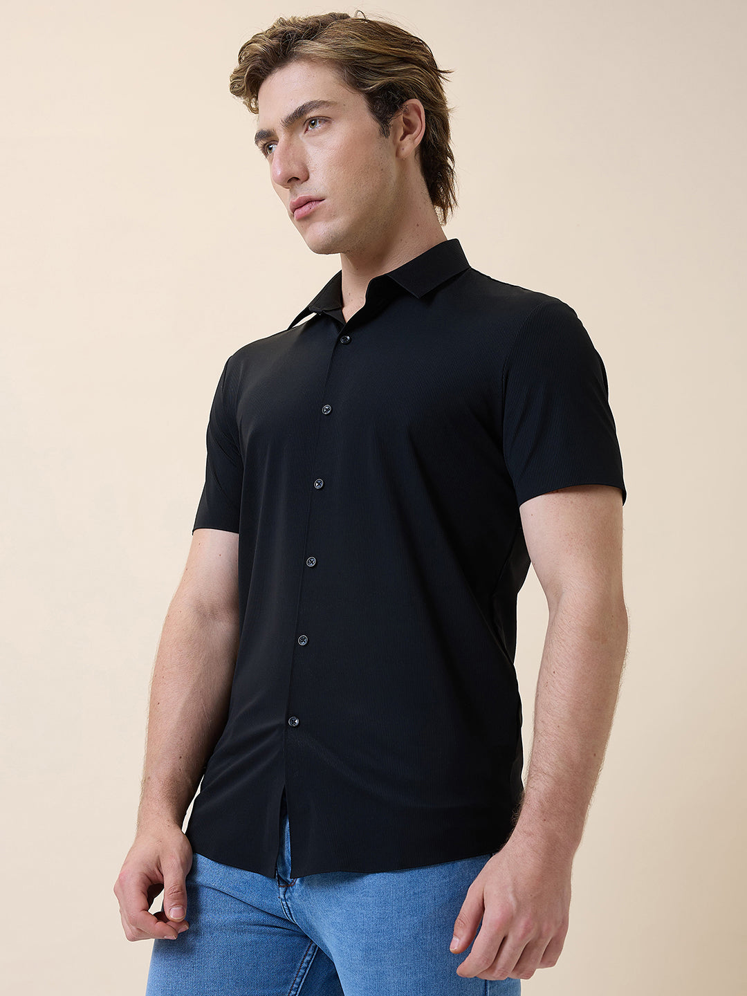 Mens Premium Solid Polo Collar Half Sleeves Regular Fit Shirt Secondary image
