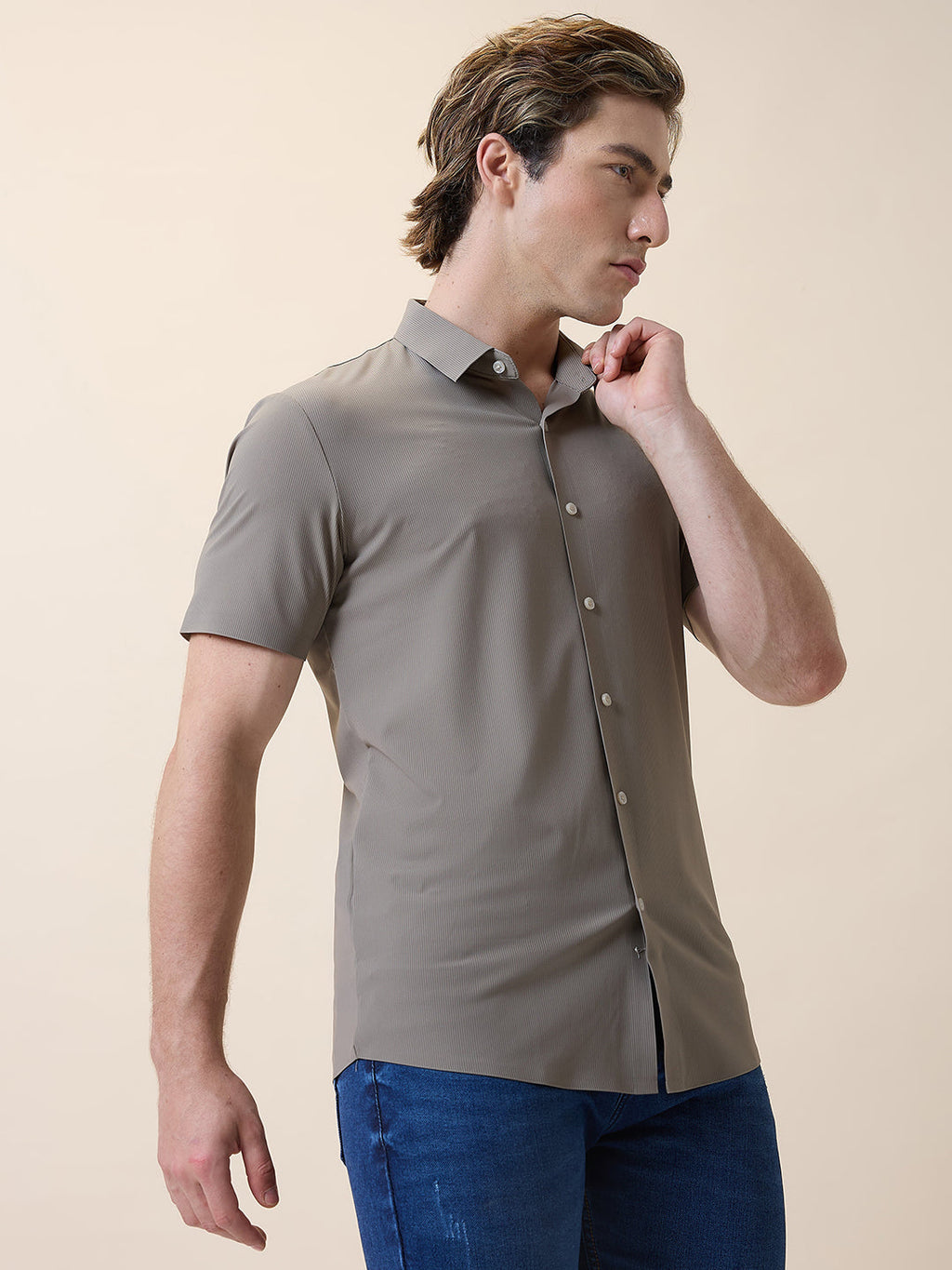 Men's Premium Solid Polo Collar Half Sleeves Regular Fit Shirt