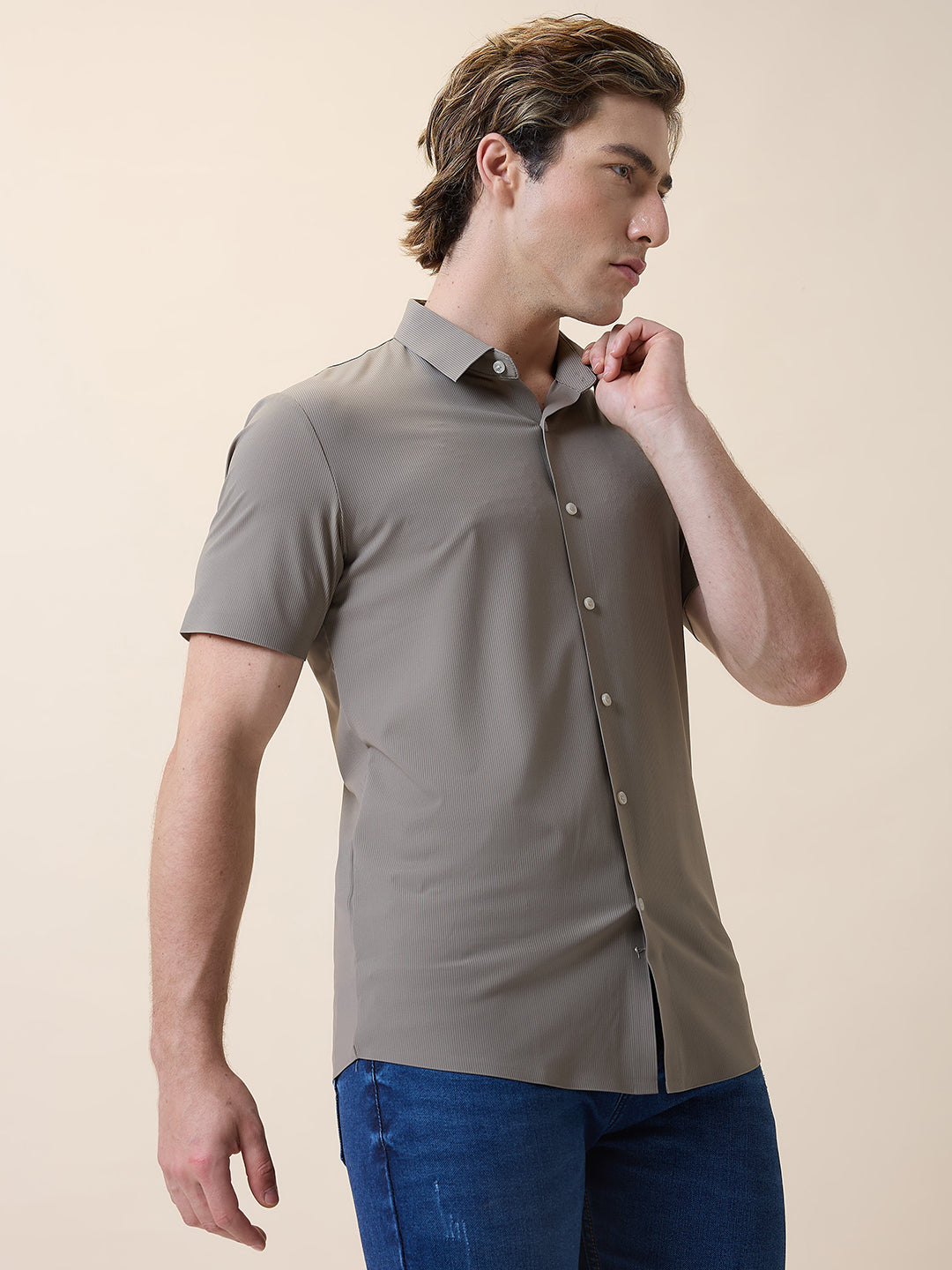 Men's Premium Solid Polo Collar Half Sleeves Regular Fit Shirt