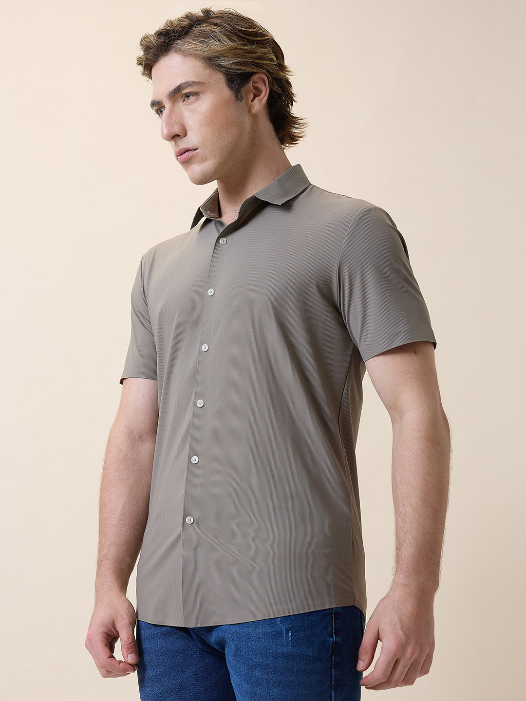 Men's Premium Solid Polo Collar Half Sleeves Regular Fit Shirt