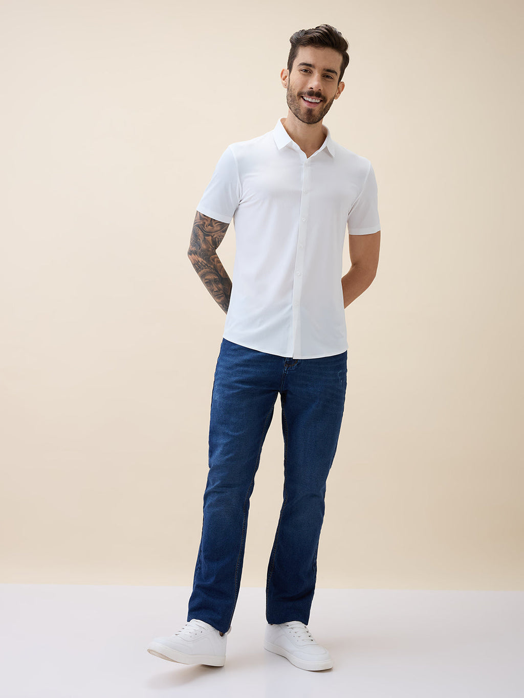 Men's Premium Solid Cuban Collar Half Sleeves Regular Fit Shirt