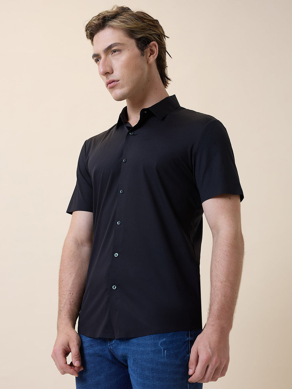 Mens Premium Solid Polo Collar Half Sleeves Regular Fit Shirt