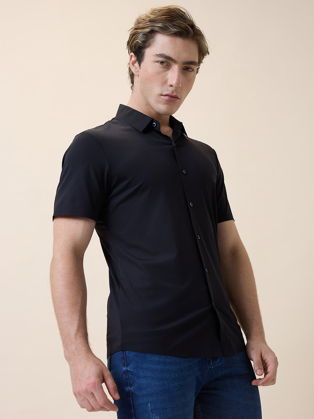 Mens Premium Solid Polo Collar Half Sleeves Regular Fit Shirt