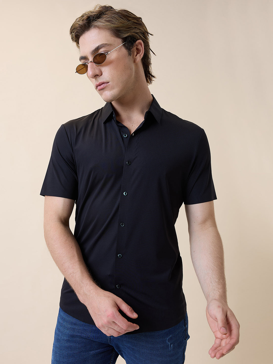 Mens Premium Solid Polo Collar Half Sleeves Regular Fit Shirt