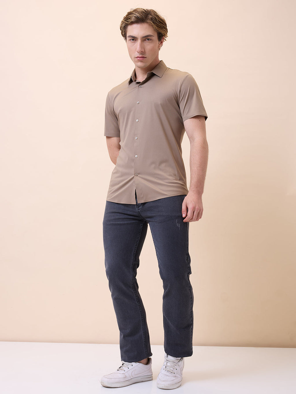 Men's Premium Solid Polo Collar Half Sleeves Regular Fit Shirt