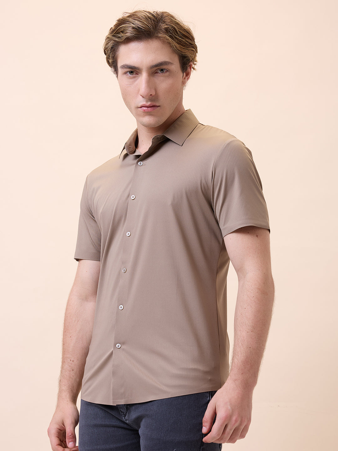 Men's Premium Solid Polo Collar Half Sleeves Regular Fit Shirt Secondary image