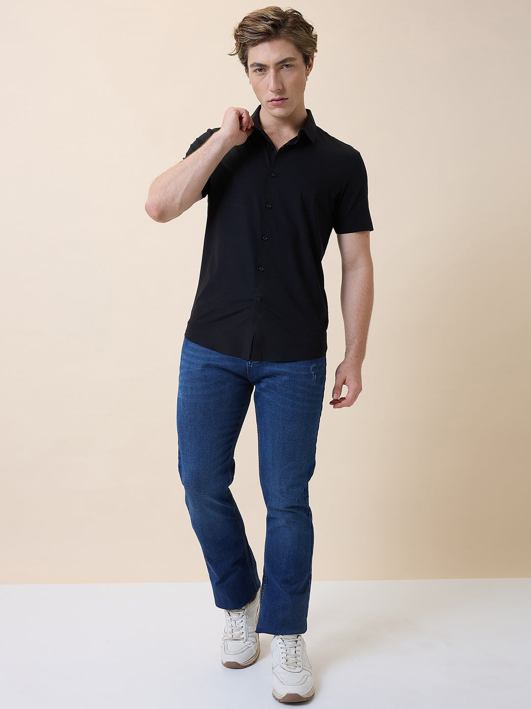 Mens Premium Solid Polo Collar Half Sleeves Regular Fit Shirt