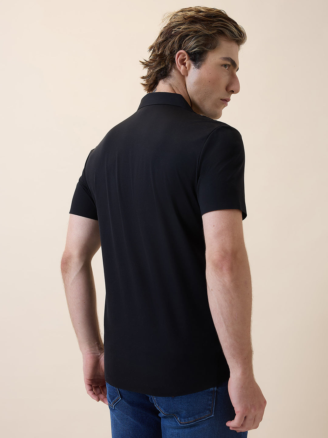 Mens Premium Solid Polo Collar Half Sleeves Regular Fit Shirt