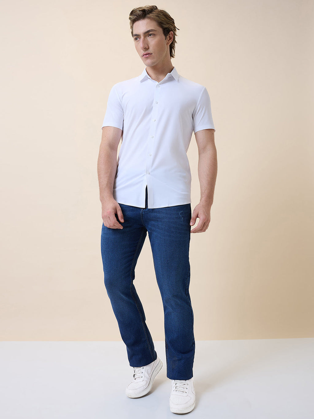 Mens Premium Solid Polo Collar Half Sleeves Regular Fit Shirt