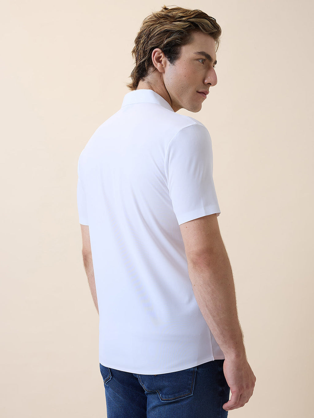 Mens Premium Solid Polo Collar Half Sleeves Regular Fit Shirt