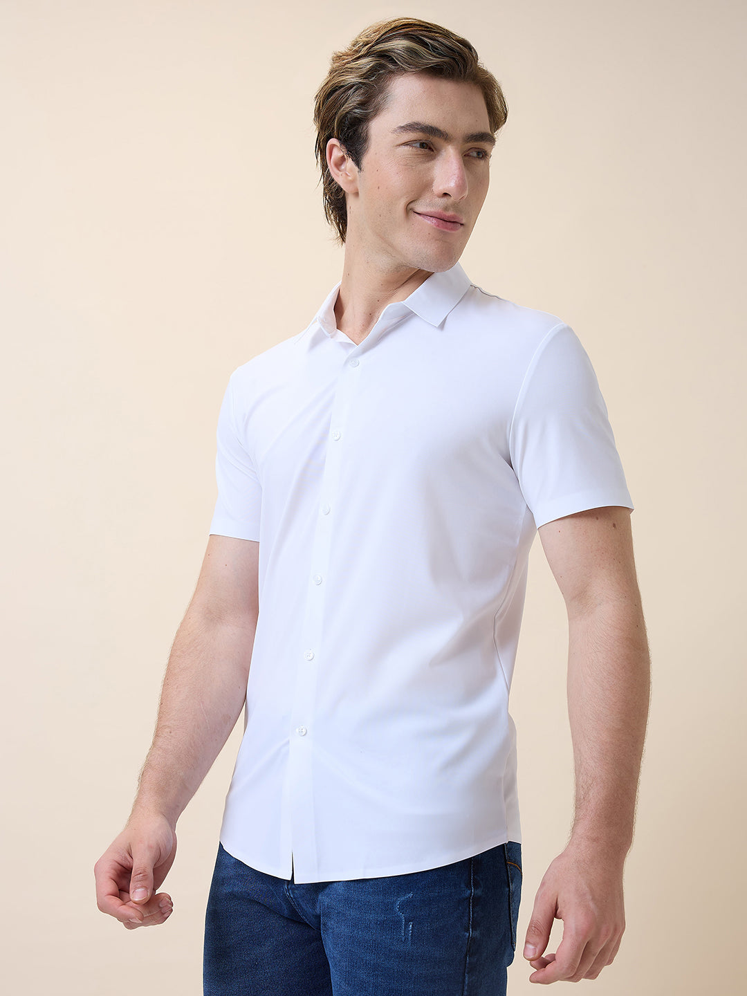 Mens Premium Solid Polo Collar Half Sleeves Regular Fit Shirt